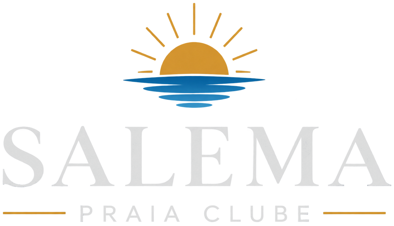 Salema Praia Clube white logo with sun